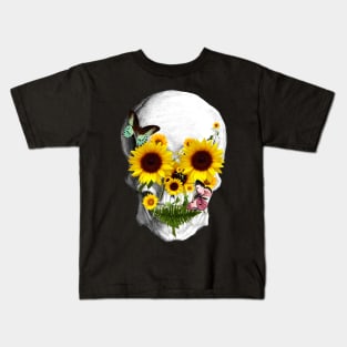 Sage Tribe Skull With sunflowers Kids T-Shirt